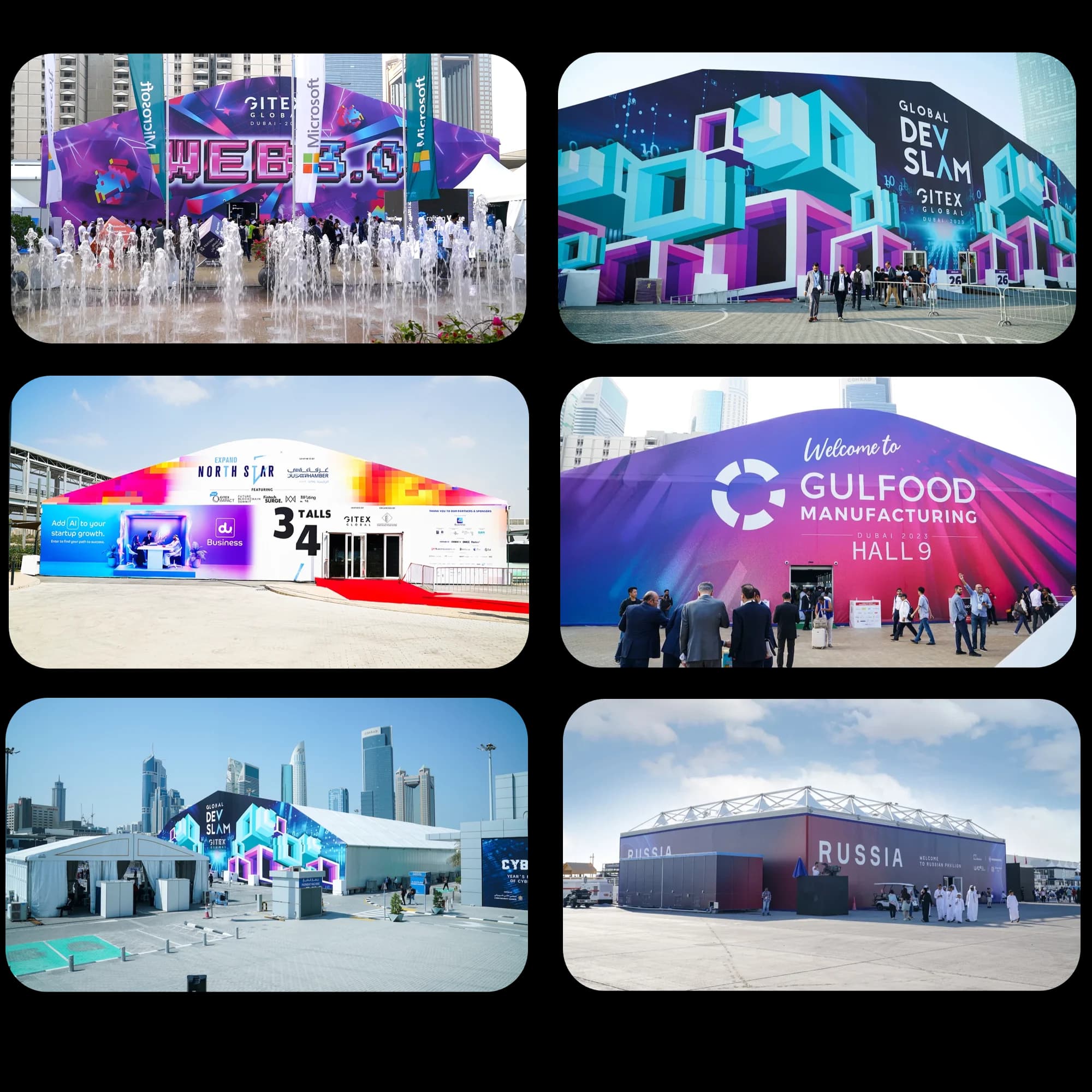 Large event tent setup for an exhibition in the UAE